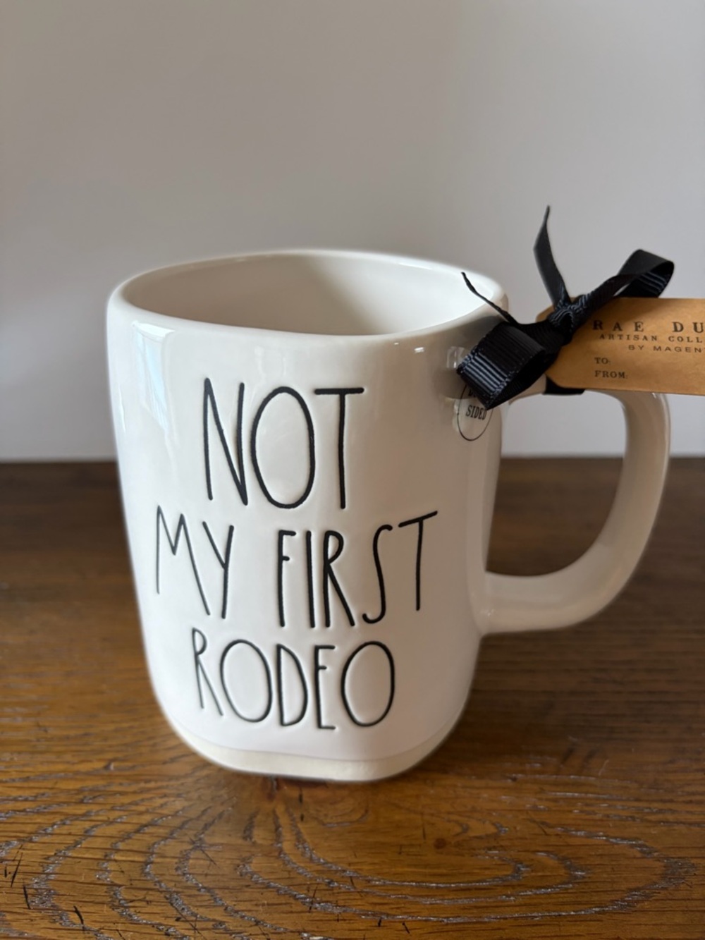 Rae Dunn “Not My First Rodeo” Cream & Black Ceramic Mug.